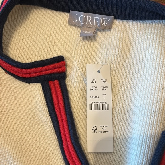 NWT J Crew Emilie Sweater Lady Jacket w/ Contrast Trim Sz. Large - Picture 8 of 8